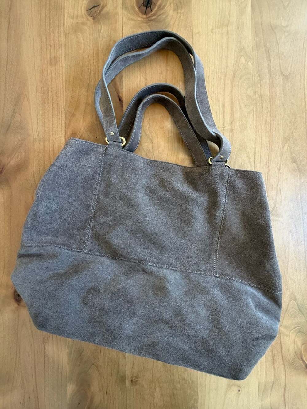 Mark & Graham Suede Tote Bag Grey Leather Made In Italy